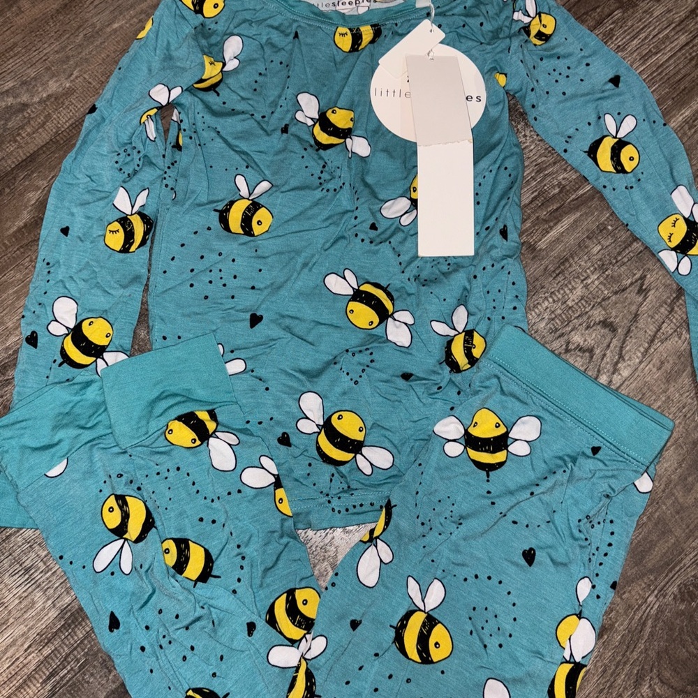 Little Sleepies Blue Bee Pajama Set